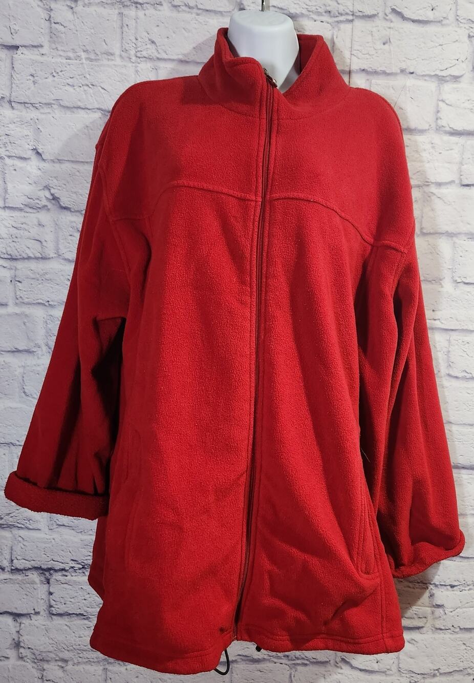 Catalina Woman Red Fleece Full Zip Long Sleeve Jacket 2X 20W 22W Plus